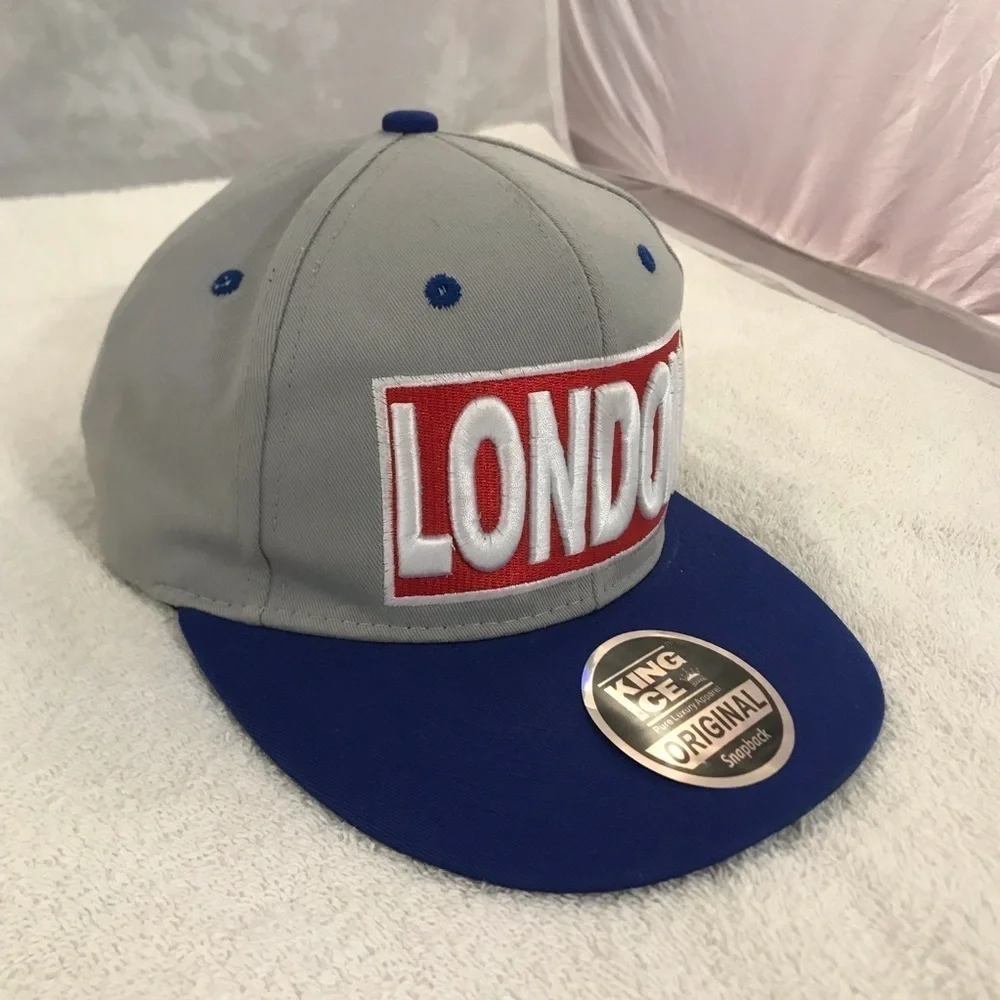 King Ice for London England Grey & Blue SnapBack Adjustable Travel & Ball Cap